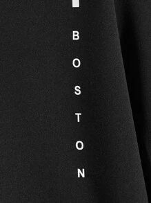 Manfinity RebelGame Men Plus Letter Graphic Drawstring Hoodie - Black - View 3