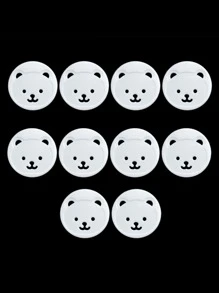 10pcs ABS EU Socket Cover,Creative Cartoon Bear Design Baby Plug Cover For School,Office,Household,Travel,Kitchen Decor,Household Items - White - View 4