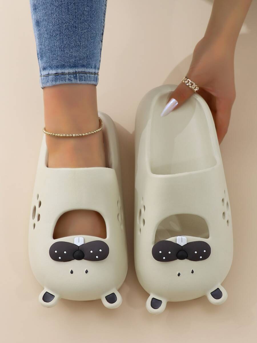 Zuecos ventilados de muy buen gusto para mujer, diseño de dibujos animados, diseño recortado, zuecos de EVA - Beis - Ver 1