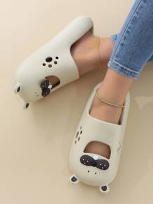 Zuecos ventilados de muy buen gusto para mujer, diseño de dibujos animados, diseño recortado, zuecos de EVA - Beis - Ver 2