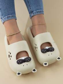 Zuecos ventilados de muy buen gusto para mujer, diseño de dibujos animados, diseño recortado, zuecos de EVA - Beis - Ver 3