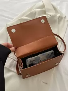 Mini Plaid Embossed Flap Square Bag - Brown - View 4