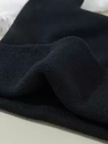 1顶女士黑色针织护耳帽，加厚保暖，适合秋冬季节，可爱又时尚的护耳帽 - 黑色 - 查看 3