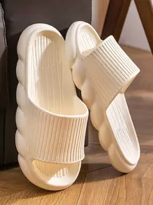 極簡風格單帶拖鞋 - 米色 - 查看 1