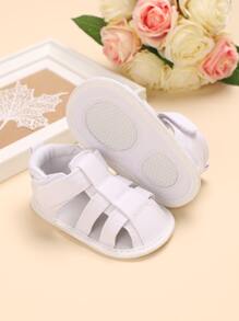 Giày Sandal em bé Cắt ra màu trơn Dây đeo mắt cá chân - trắng - Xem 2
