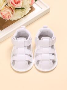Giày Sandal em bé Cắt ra màu trơn Dây đeo mắt cá chân - trắng - Xem 3
