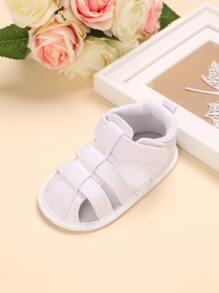 Giày Sandal em bé Cắt ra màu trơn Dây đeo mắt cá chân - trắng - Xem 5