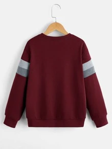 SHEIN Boys Colourblock Dinosaur Print Sweatshirt - Burgundy - View 2