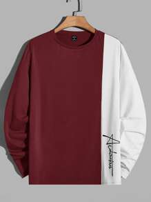 GENTILAND Men Cotton Letter Graphic Two Tone Tee - Red and White - View 1