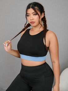 Sujetador deportivo panel en contraste crop