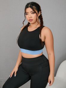 Sujetador deportivo panel en contraste crop