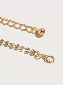 1 Pc Women's Gold Color Double Row Rhinestone Embellished Waist Chain, Luxury Bling Bling Sparkling Rhinestone Decor, Elegant Sexy Style, Minimalist Chic, Suitable For Dresses, Casual Outfits, Friends Gatherings, Vacations, Evening Parties, Gifts For Friends, Mother, Family, Girlfriend, Birthday, Valentine's Day Fall, Autumn, Halloween
