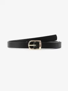 1pc Kids' Pu Belt With Gold Buckle, Suitable For Daily Wear - Black - View 1