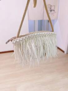 1 pieza Accesorio de costura de pelaje artificial de avestruz morado - Blanco - Ver 4