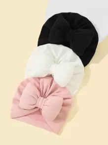 3入組嬰兒蝴蝶結裝飾頭巾帽 - 彩色 - 查看 1