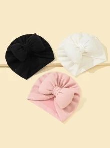 3入組嬰兒蝴蝶結裝飾頭巾帽 - 彩色 - 查看 2