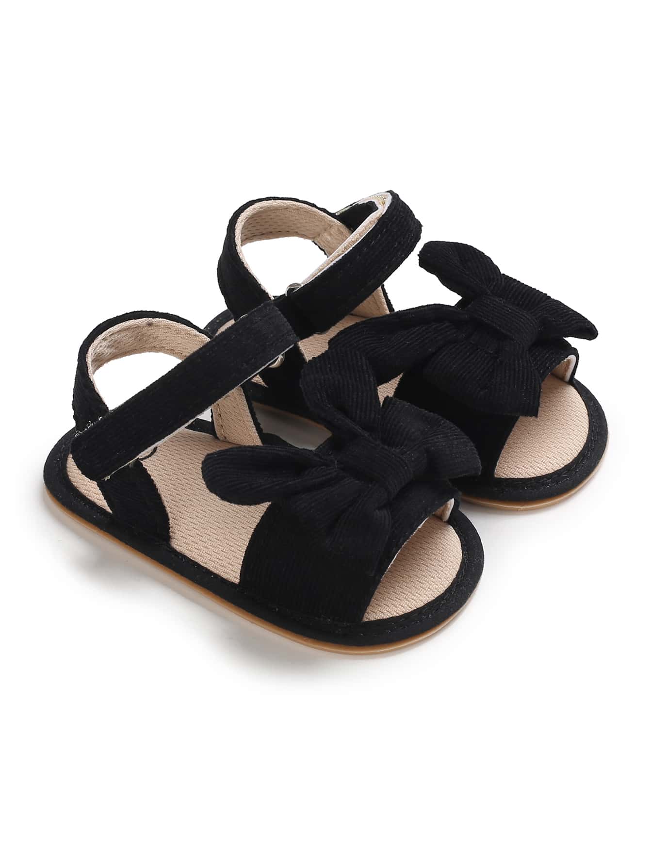 嬰兒蝴蝶結裝飾踝帶涼鞋 - 黑色 - 查看 1