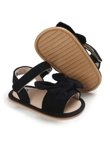 嬰兒蝴蝶結裝飾踝帶涼鞋 - 黑色 - 查看 2