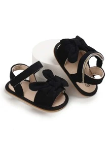 嬰兒蝴蝶結裝飾踝帶涼鞋 - 黑色 - 查看 3