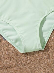 Conjunto de bikini de bloques de color para niña preadolescente, playa de verano