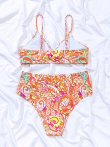 全面印花鈕扣式夏季沙灘比基尼套裝 - 彩色 - 查看 6