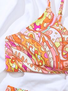 全面印花鈕扣式夏季沙灘比基尼套裝 - 彩色 - 查看 7