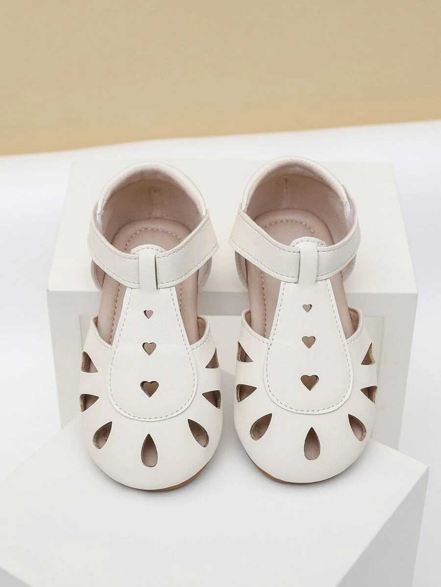 Girls Hollow Out Ankle Strap Sandals - Beige - View 1