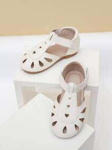 Girls Hollow Out Ankle Strap Sandals - Beige - View 4