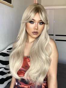 HAIRCUBE 28 英寸金色黑色漸變劉海長捲髮美麗時尚女式合成假髮 - 彩色 - 查看 3