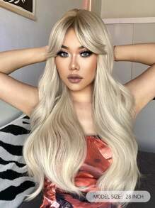 HAIRCUBE 28 英寸金色黑色漸變劉海長捲髮美麗時尚女式合成假髮 - 彩色 - 查看 4