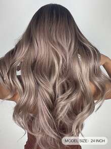 HAIRCUBE 24 Inch Rose Gold Mid-Split Long Curly Hair Beautiful Erotogenic Graceful Fashionable Enchanting Synthetic Wigs for Women - Multicolor - View 2