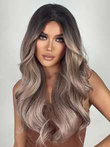 HAIRCUBE 24 Inch Rose Gold Mid-Split Long Curly Hair Beautiful Erotogenic Graceful Fashionable Enchanting Synthetic Wigs for Women - Multicolor - View 3