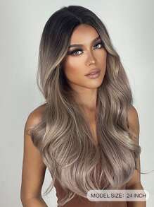 HAIRCUBE 24 Inch Rose Gold Mid-Split Long Curly Hair Beautiful Erotogenic Graceful Fashionable Enchanting Synthetic Wigs for Women - Multicolor - View 4