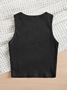 SHEIN Girls Rhinestone Heart Pattern Tank Top - Black - View 2