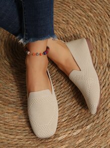 2025秋季女士透气镂空防滑平底鞋，户外时尚芭蕾拼布乐福鞋