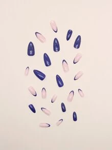 24 件长杏仁法式闪光假指甲、1 件指甲锉和 1 片胶带，适合女士和女孩按压指甲，美甲用品，美甲，提升您的外观 - 彩色 - 查看 5