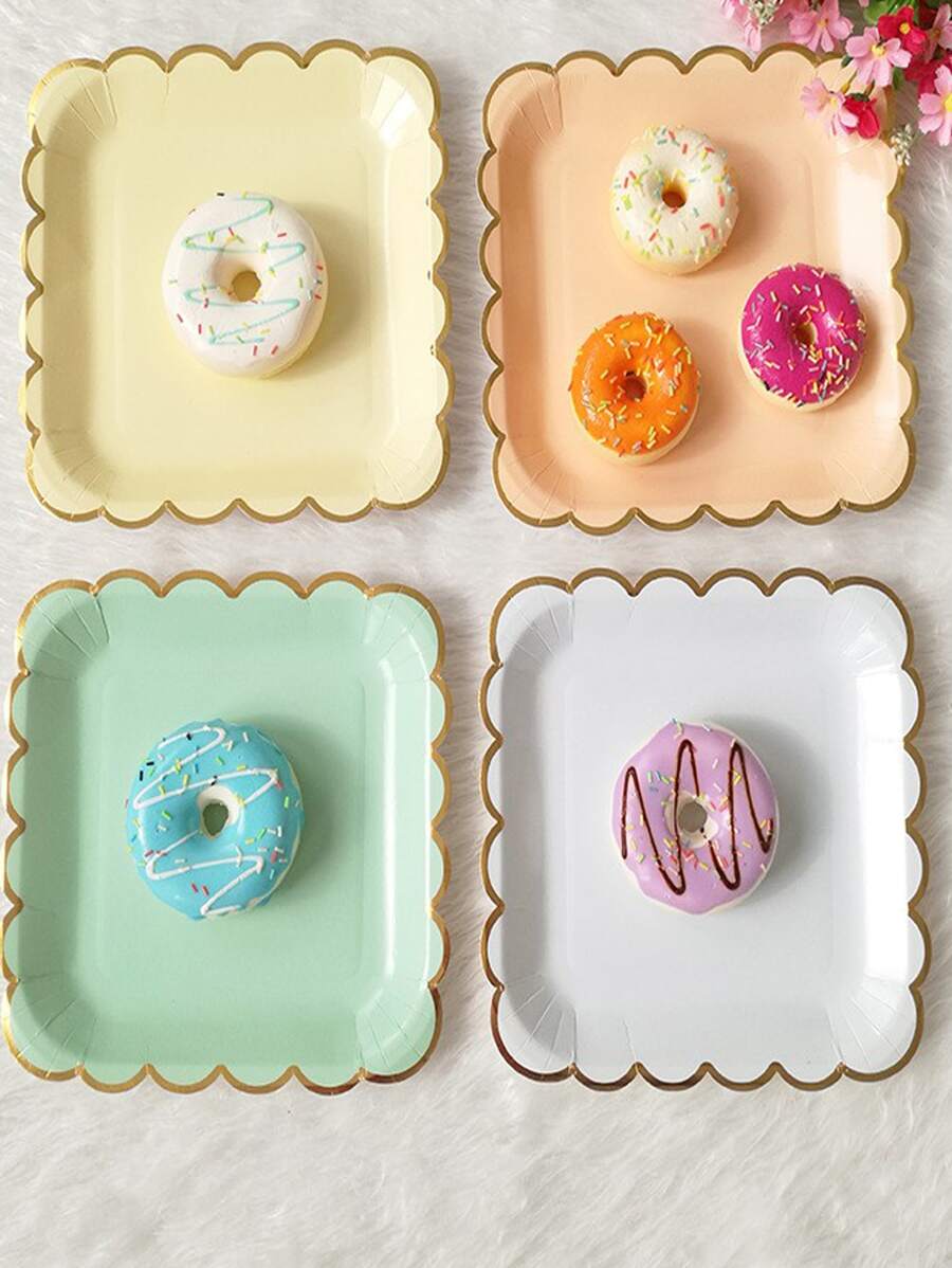 8 piezas Plato desechable ribete en abanico - Multicolor - Ver 1