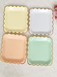 8 piezas Plato desechable ribete en abanico - Multicolor - Ver 2