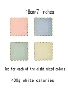 8 piezas Plato desechable ribete en abanico - Multicolor - Ver 3