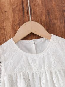 Toddler Girls Lace Overlay Ruffle Hem Dress - White - View 5