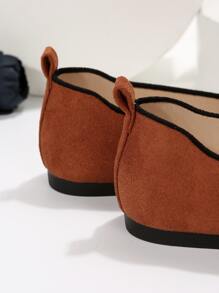 Minimalist Point Toe Flat Loafers - Rust Brown - View 6