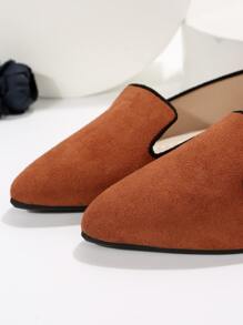 Minimalist Point Toe Flat Loafers - Rust Brown - View 7