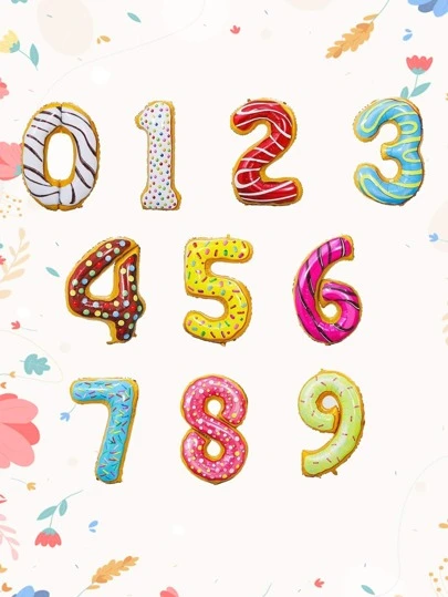 1入組32英寸鋁卡通甜甜圈圖案數字形狀裝飾氣球適合派對