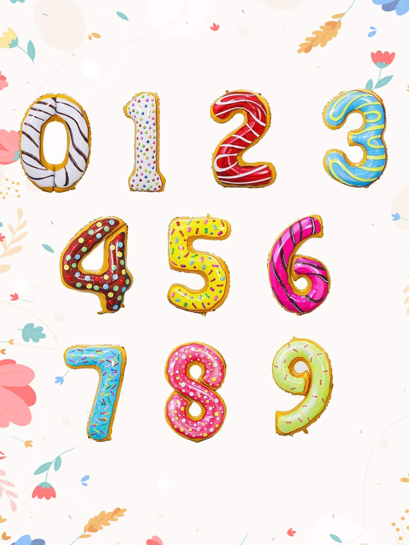 1入組32英寸鋁卡通甜甜圈圖案數字形狀裝飾氣球適合派對 - 彩色 - 查看 1