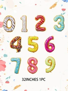 1入組32英寸鋁卡通甜甜圈圖案數字形狀裝飾氣球適合派對 - 彩色 - 查看 3
