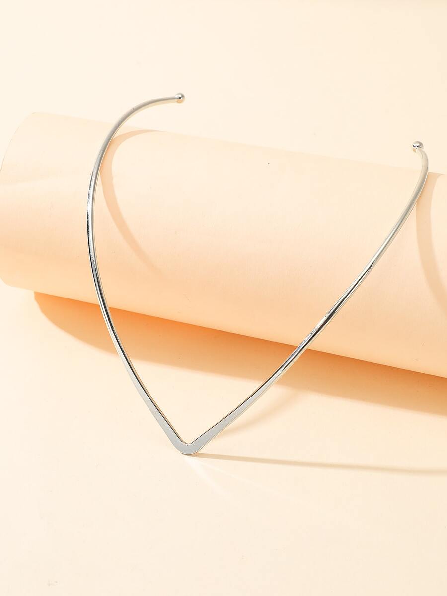 Minimalist Cuff Choker - Silver - View 1