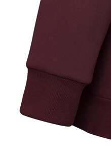 Manfinity Homme Hombres Capucha ciervo con bordado cremallera cuarta con cordón - Burdeos - Ver 3