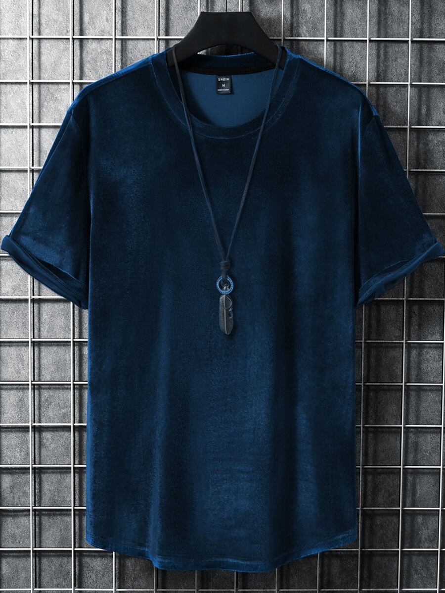 Manfinity AFTRDRK Men Solid Tee - Navy Blue - View 1