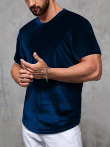 Manfinity AFTRDRK Men Solid Tee - Navy Blue - View 3