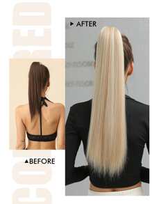 Long Straight Ponytail Synthetic Hair Extension - Piano Color - View 3